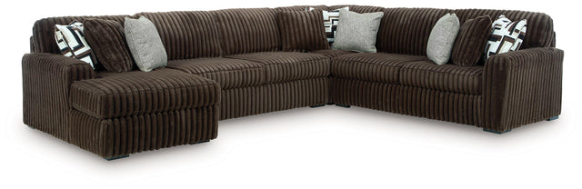Ashley Midnight-Madness - Chocolate - 4-Piece Sectional With LAF Corner Chaise