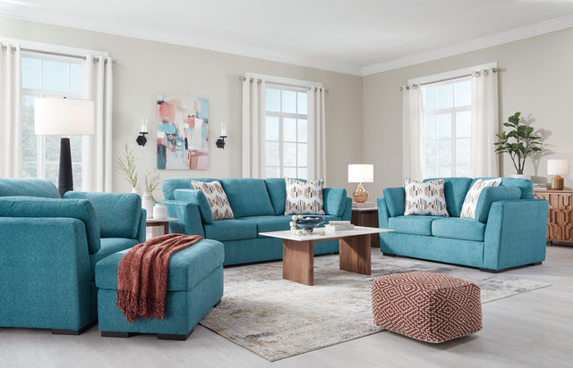 Ashley Keerwick - Teal - 4 Pc. - Sofa, Loveseat, Chair And A Half, Ottoman