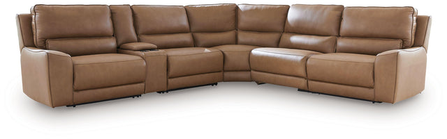 Ashley DeepWakes - 6-Piece Power Reclining Sectional With Storage Console - Caramel