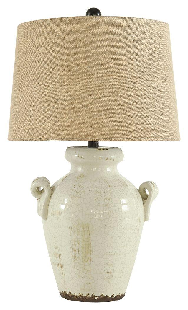 Ashley Emelda Ceramic Table Lamp (1/CN) - Cream