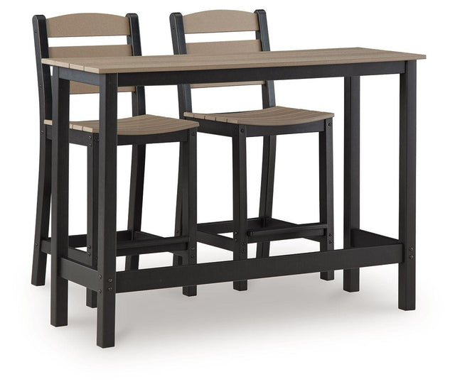 Ashley Shoreline Beach Counter Table Set (3/CN) - Black/Beige