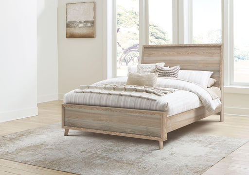 Ashley Hasbrick - Tan - Queen Panel Bed With Framed Panel Footboard