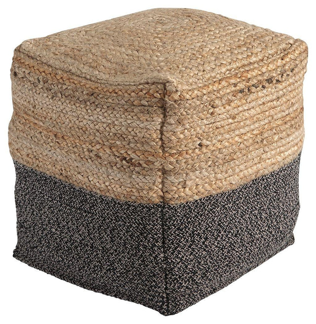 Ashley Sweed Valley Pouf - Natural/Black