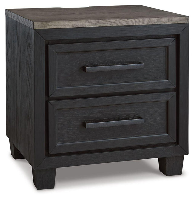Ashley Foyland Two Drawer Night Stand - Black/Brown