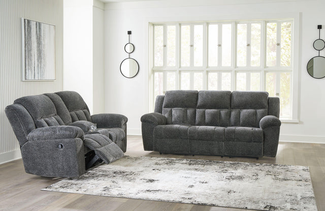 Ashley Frohn - 2 Pc. - Reclining Sofa, Reclining Loveseat With Console - Graphite
