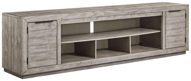 Ashley Naydell XL TV Stand w/Fireplace Option - Gray