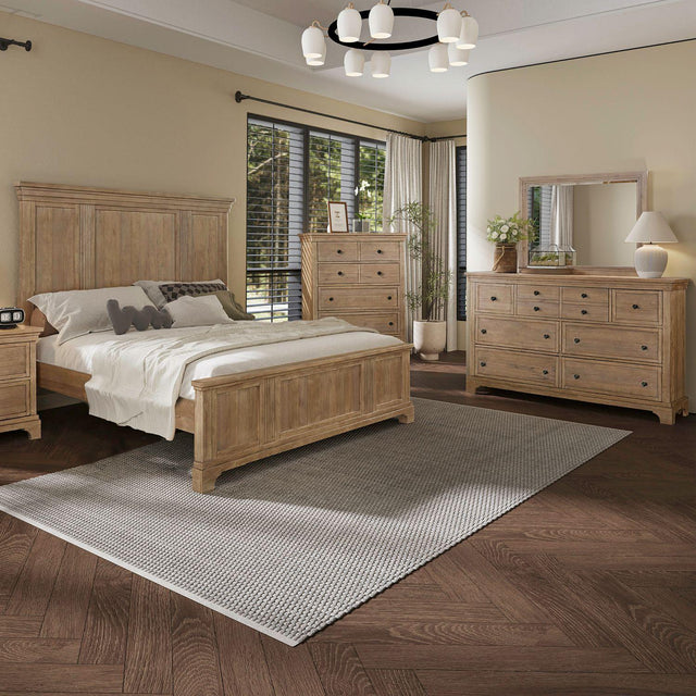 Liberty Furniture Haven Hills - 4 Piece Bedroom Set (King Panel Bed, Dresser & Mirror, Chest) - Camel Beige