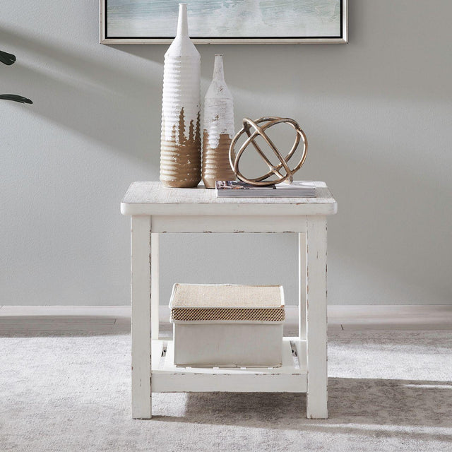 Liberty Furniture Backroads - End Table - Weathered White & Parchment Brown