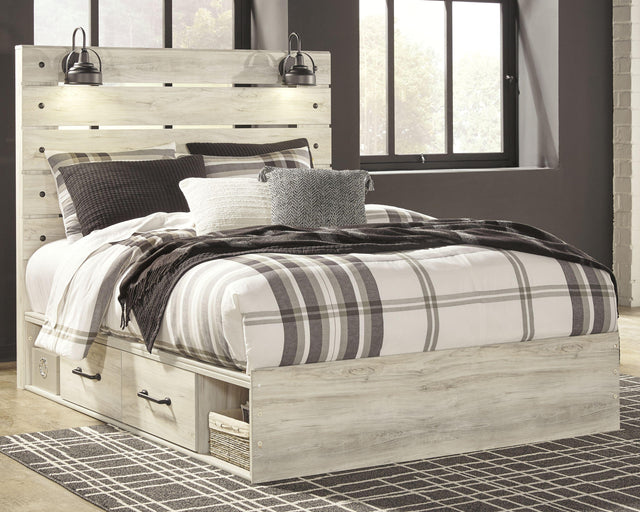 Ashley Cambeck - Whitewash - Queen Panel Bed with Side Storage Drawers