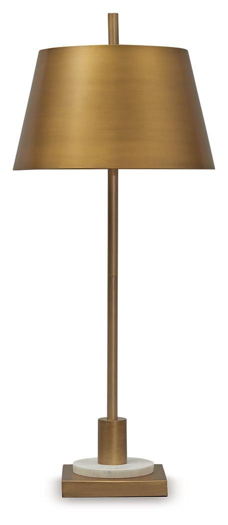 Ashley Fritzburn Metal Table Lamp (1/CN) - Gold Finish/White