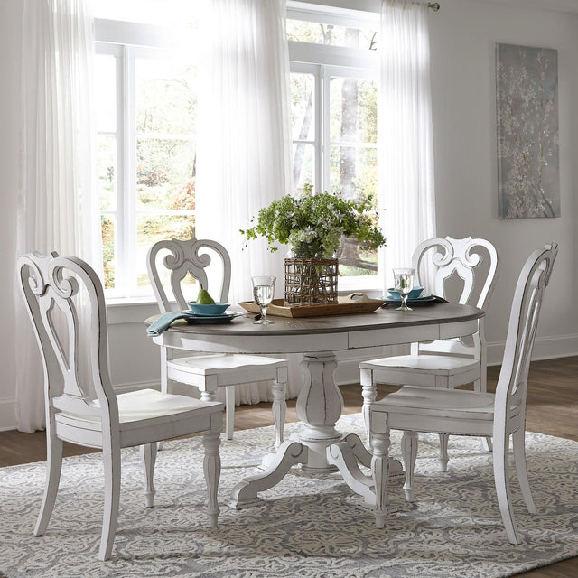 Liberty Furniture Magnolia Manor - 5 Piece Pedestal Table Set - White