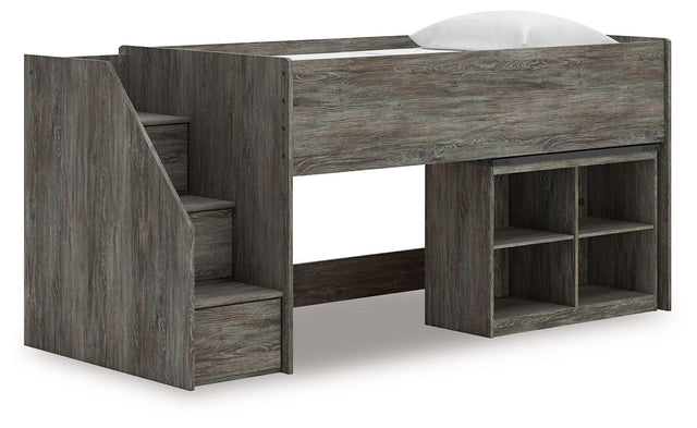 Ashley Frandern - Gray - Twin Loft Bed With Bookcase Storage