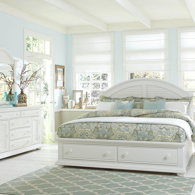 Liberty Furniture Summer House - 3 Piece Bedroom Set (Queen Storage Bed, Dresser & Mirror) - White