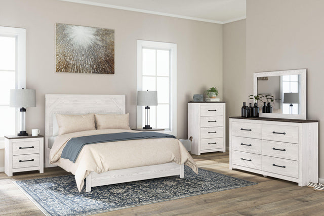 Ashley Gerridan - White / Gray - 6 Pc. - Dresser, Mirror, Queen Panel Bed, 2 Nightstands