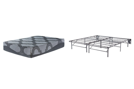 Ashley 12 Inch Ashley Hybrid - Gray - 2 Pc. - King Foundation And Mattress