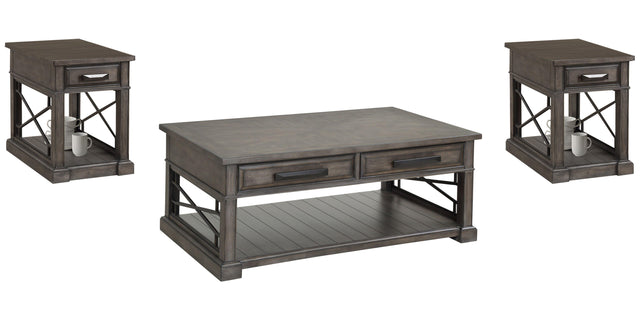 Parker House Sundance - Cocktail Table With 2 Chairside Tables - Smokey Gray