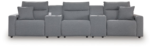 Ashley Modmax - Salt And Pepper - 5-Piece Power Reclining Sectional With 2 Storage Consoles