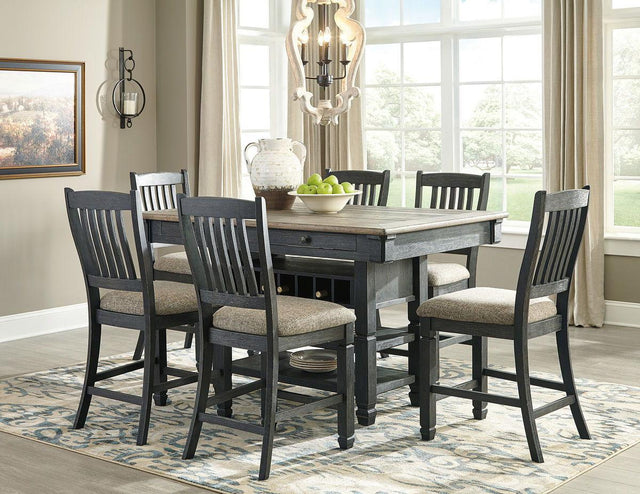 Ashley Tyler Creek - Dark Gray - 7 Pc. - Counter Table, 6 Barstools