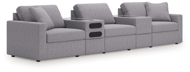 Ashley Modmax - Granite - 5-Piece Sectional With Audio System And With Storage Console