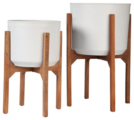 Ashley Dorcey Planter Set (2/CN) - White/Brown