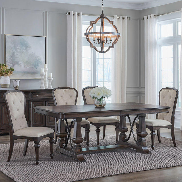 Liberty Furniture Provence Park - Optional 5 Piece Trestle Table Set - Brown