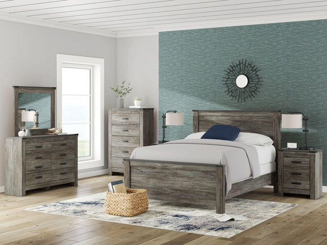 Ashley Frandern - 6 Pc. - Dresser, Mirror, Chest, Queen Panel Bed - Black / Gray