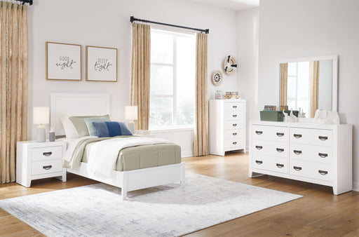 Ashley Binterglen - White - 6 Pc. - Dresser, Mirror, Twin Panel Bed, 2 Nightstands