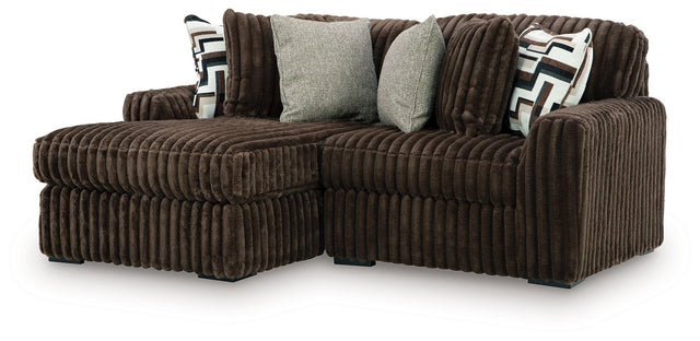 Ashley Midnight-Madness - 2-Piece Sectional With LAF Corner Chaise - Chocolate