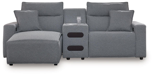 Ashley Modmax - Salt And Pepper - 3-Piece Power Reclining Sectional With LAF Chaise And Audio Console