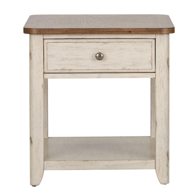 Liberty Furniture Farmhouse Reimagined - End Table With Basket - White