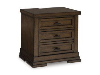 Ashley Taffenbrook Three Drawer Night Stand - Medium Brown