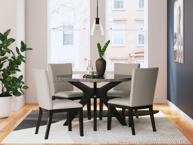 Ashley Glinari - Taupe / Black - 5 Pc. - Dining Room Table, 4 Side Chairs