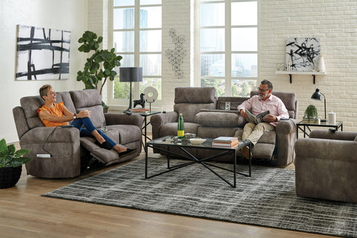 Catnapper Tranquility - Power Headrest Power Lay Flat Reclining Cons Loveseat With CR3 Heat / Massage / Lumbar - Pewter - Faux Leather