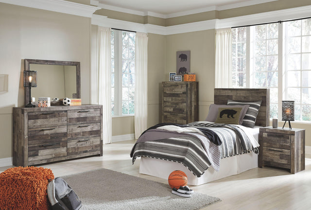 Ashley Derekson - Multi Gray - 6 Pc. - Twin Panel Headboard, Dresser, Mirror, Chest, Nightstand