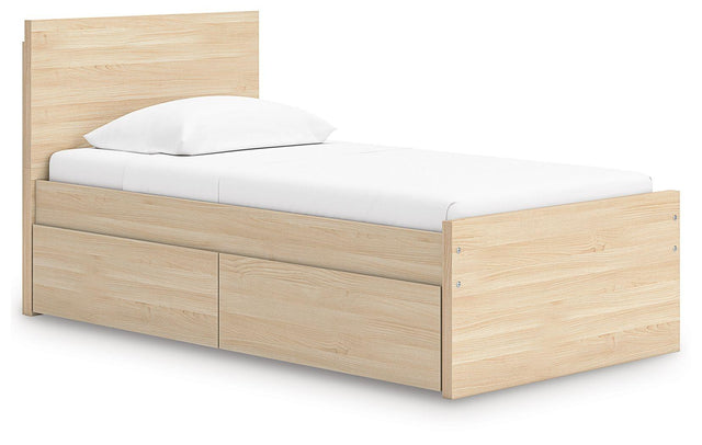 Ashley Onita - Natural - Twin Panel Platform Bed With 1 Side Storage
