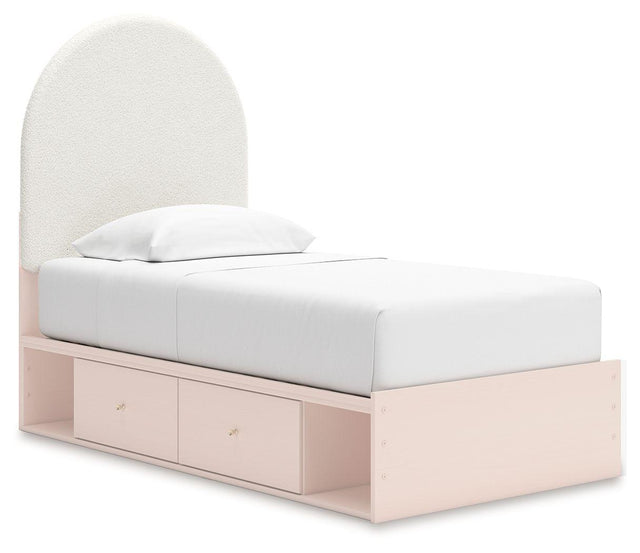 Ashley Wistenpine - Blush - Twin Upholstered Panel Bed With Under Bed Storage