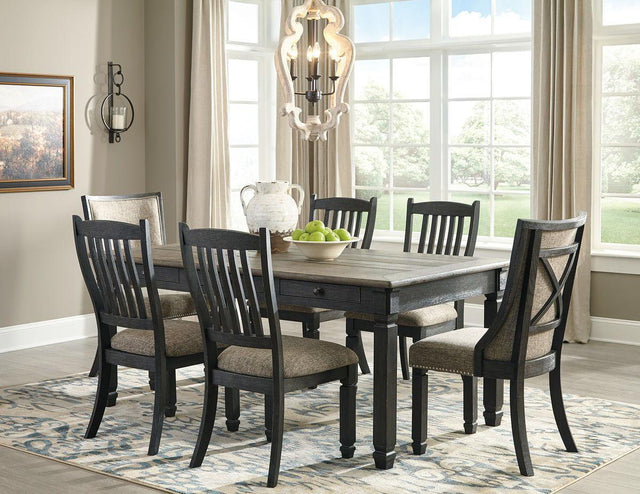 Ashley Tyler Creek - Dark Gray - 7 Pc. - Dining Room Table, 4 Side Chairs, 2 Upholstered Side Chairs