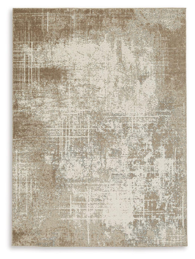 Ashley Grifflain Washable Medium Rug - Tan/Brown/Gray