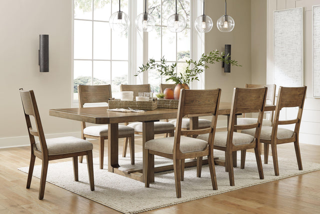 Ashley Cabalynn - Oatmeal / Light Brown - 9 Pc. - Dining Room Table, 8 Side Chairs