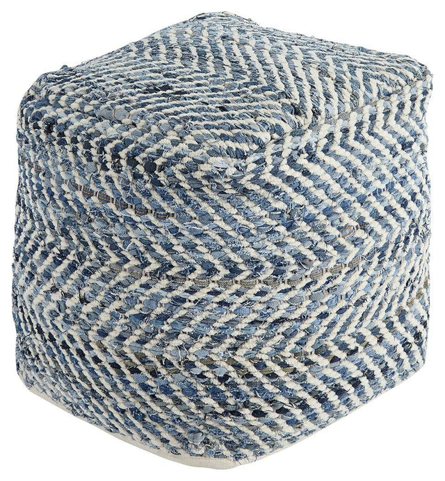 Ashley Chevron Pouf - Blue