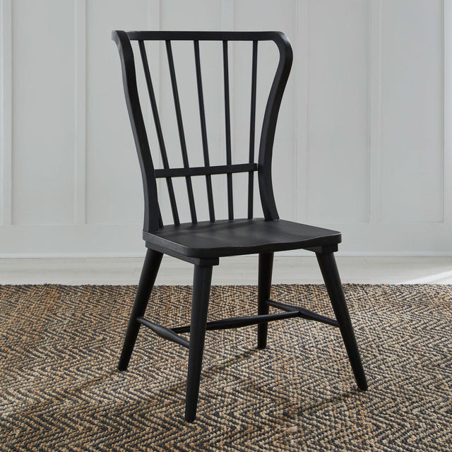 Liberty Furniture River Place - Windsor Back Side Chair - Black (RTA) & Riverstone White & Tobacco