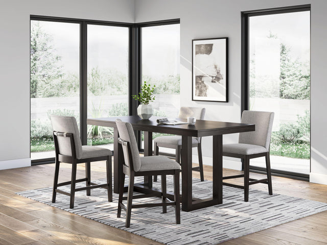 Ashley Neymorton - Dark Grayish Brown - 5 Pc. - Rectangular Dining Room Counter Table, 4 Barstools