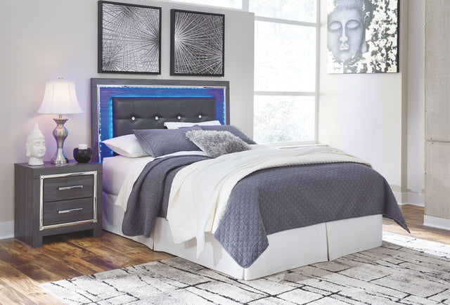 Ashley Lodanna - Gray - Queen Upholstered Panel Headboard with Bolt on Bed Frame