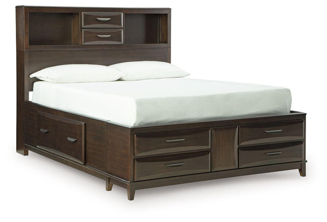 Ashley Vanmore - Dark Brown - Queen Storage Bed