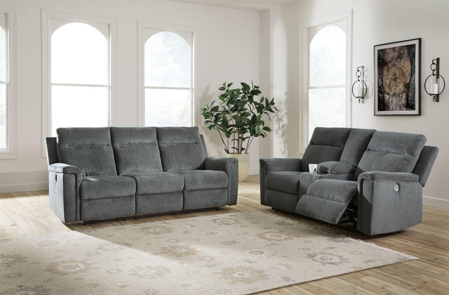 Ashley Barnsana - Gravel - 2 Pc. - Power Reclining Sofa, Power Reclining Loveseat