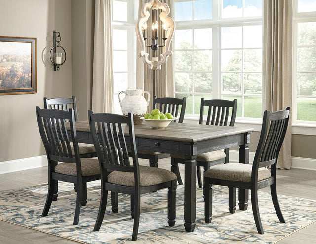 Ashley Tyler Creek - 7 Pc. - Dining Room Table, 6 Side Chairs - Dark Gray