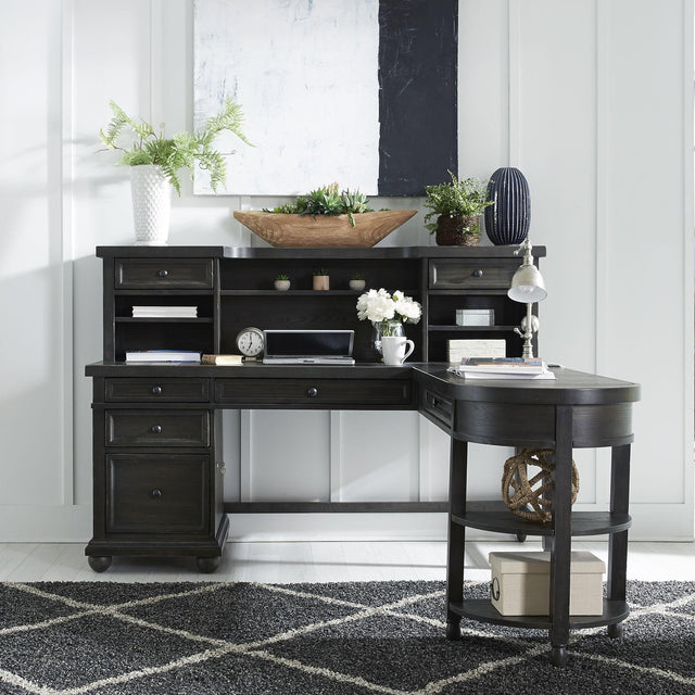 Liberty Furniture Harvest Home - L Shaped Desk Set With Hutch - Black