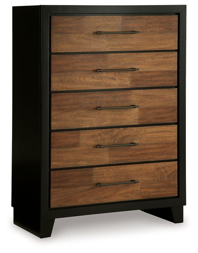 Ashley Kraeburn Five Drawer Chest - Brown/Black