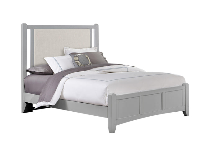 Vaughan-Bassett Bonanza - King Pebble Gray Upholstered Bed With Mansion Footboard - Gray