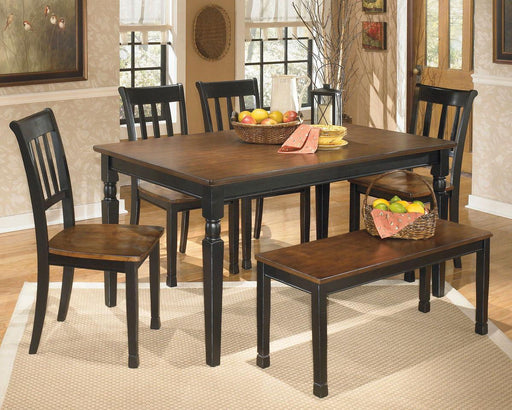 Ashley Owingsville - Dark Brown - 6 Pc. - Dining Room Table, 4 Side Chairs, Bench